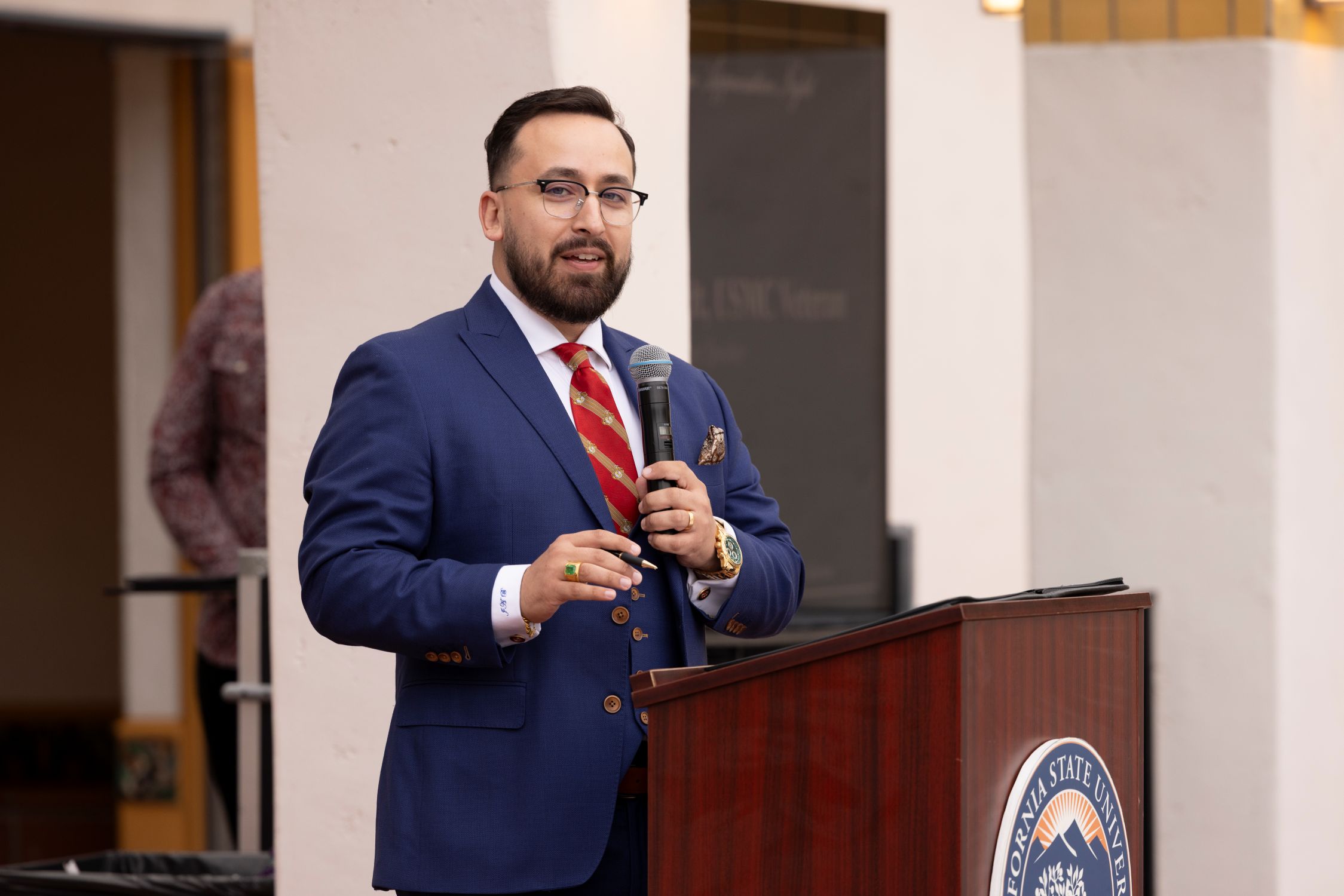 James Burandt speaking at a public event
